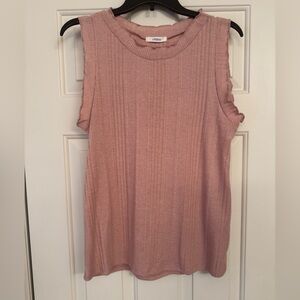 Cherish Mauve Pink Ribbed Sleeveless Tank Top